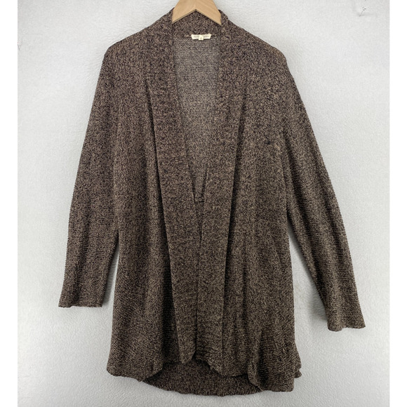 EILEEN FISHER Cardigan L Linen Marled Duster Open Front Long Sleeve Brown - Picture 1 of 14